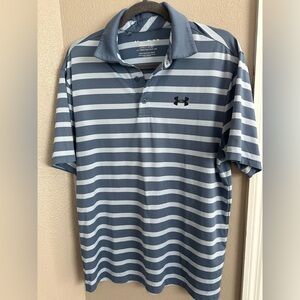 Under Armour Men's Gray and White Striped Polo